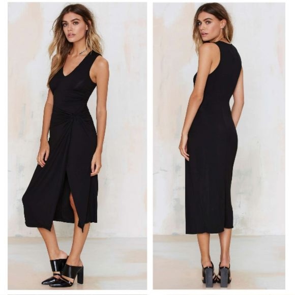 Nasty Gal Dresses & Skirts - Nasty Gal Black Midi Knot Dress